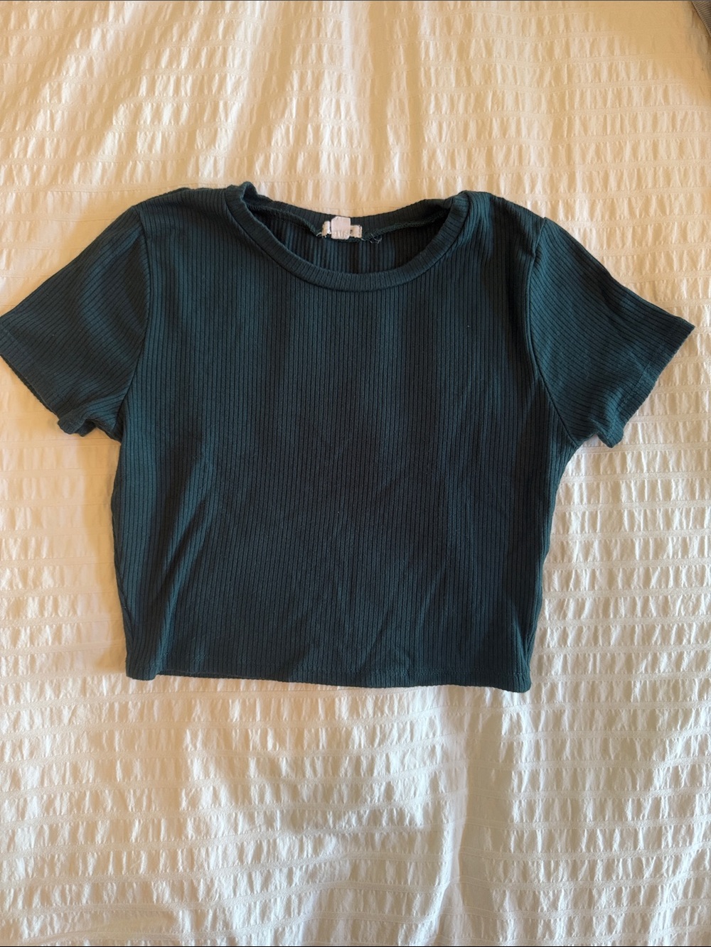 Garage Ribbed Crop Top - Dark Teal